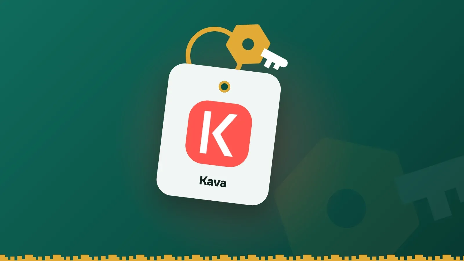 Kava logo on a Keylo key tag hanging from a brass key ring