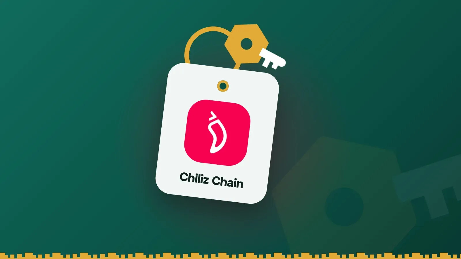 Chiliz Chain logo on a Keylo key tag hanging from a brass key ring