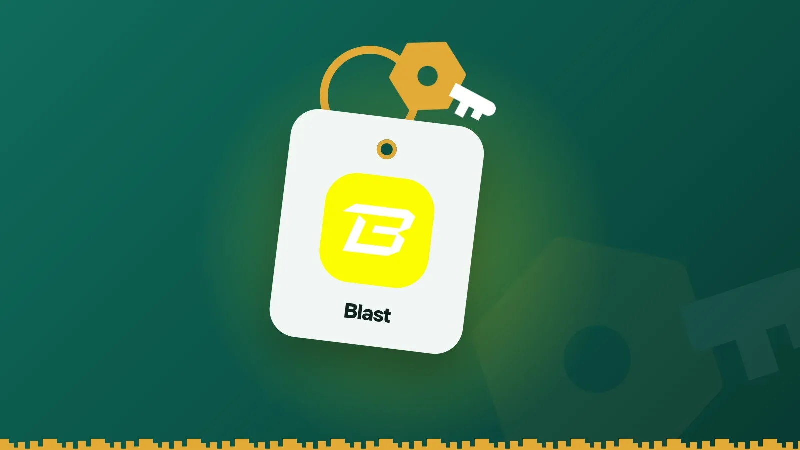 Blast logo on a Keylo key tag hanging from a brass key ring