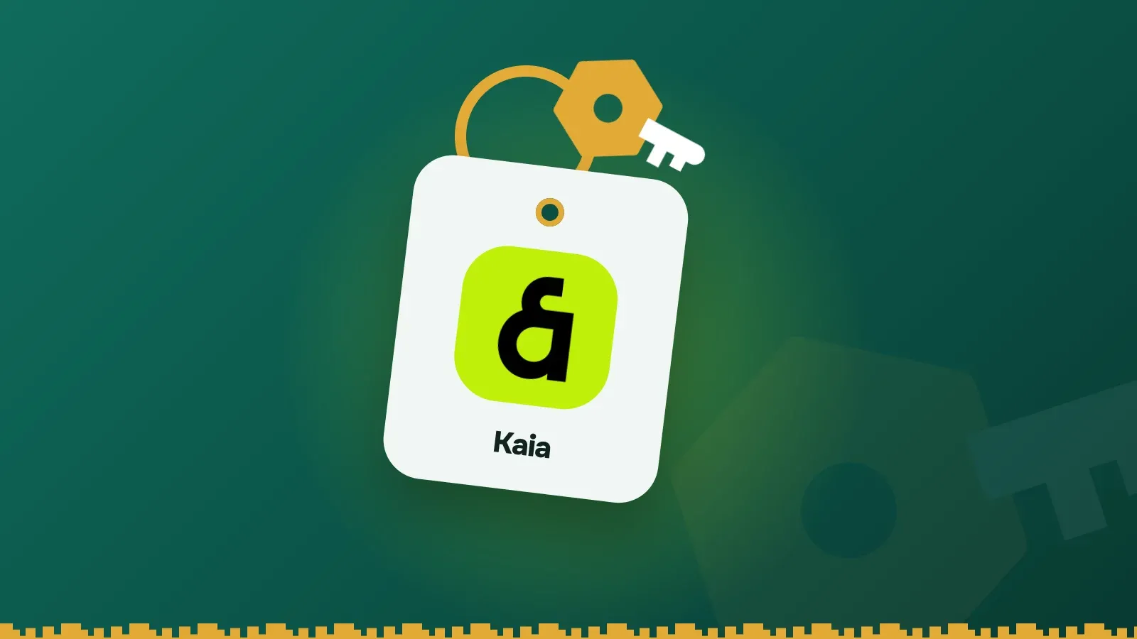 Kaia logo on a Keylo key tag hanging from a brass key ring