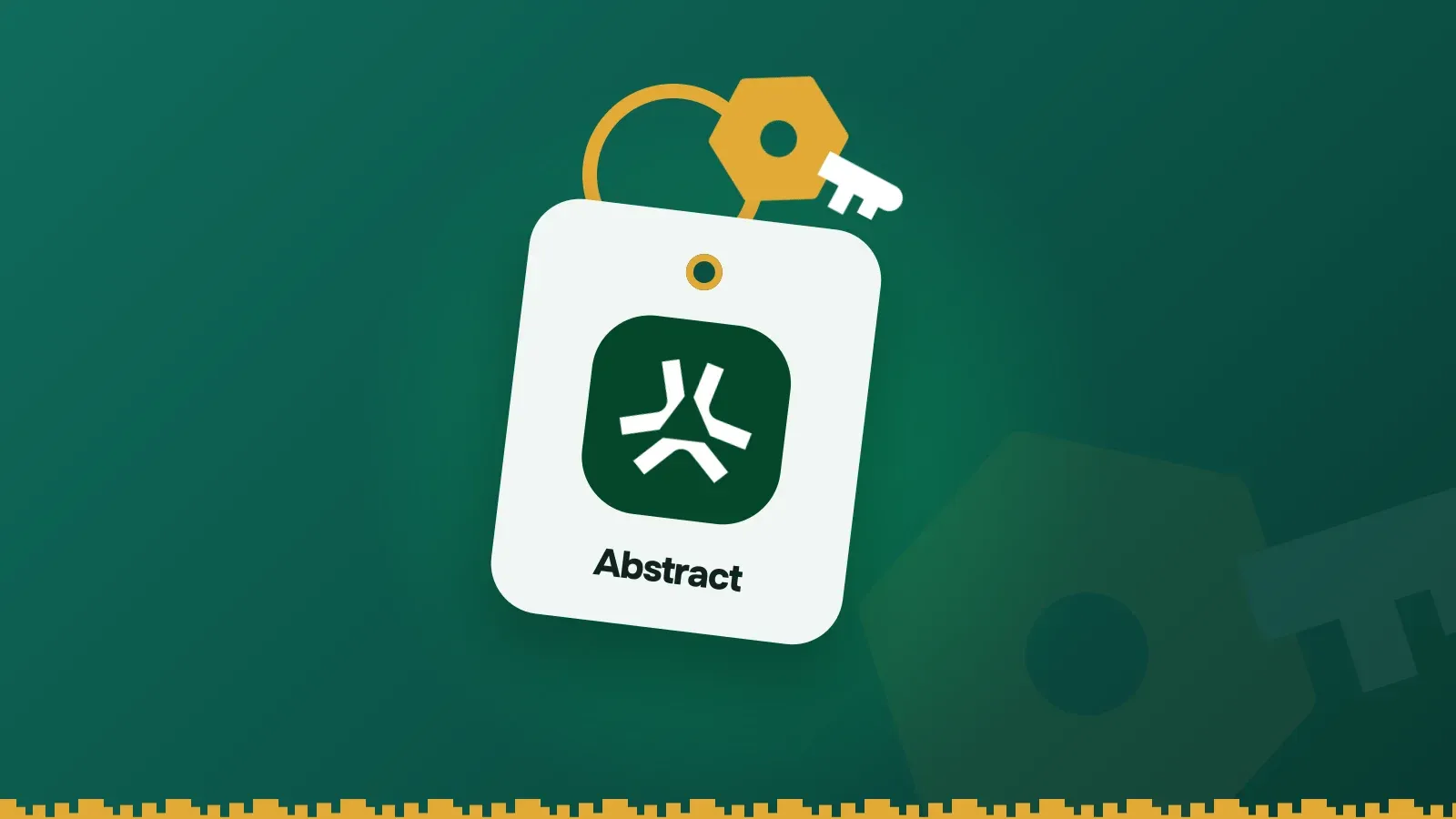 Abstract logo on a Keylo key tag hanging from a brass key ring