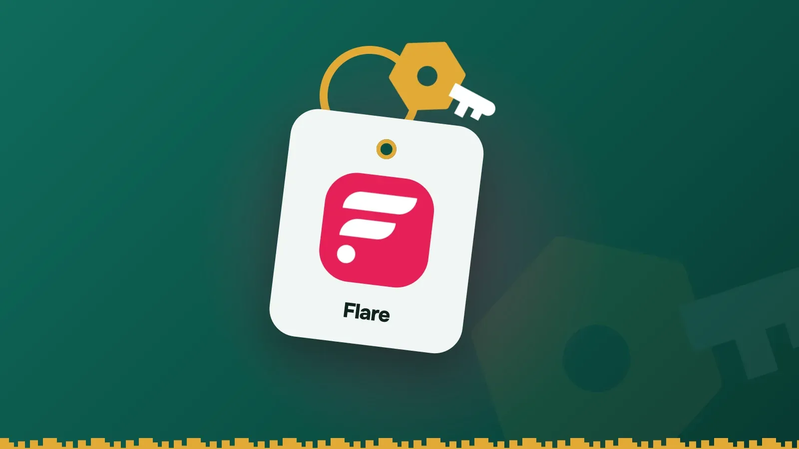 Flare logo on a Keylo key tag hanging from a brass key ring