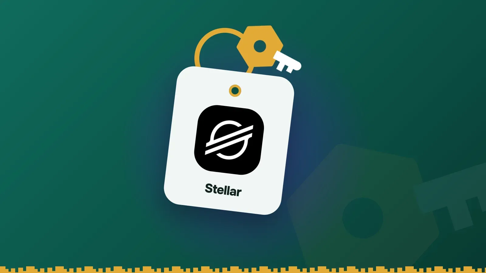 Stellar logo on a Keylo key tag hanging from a brass key ring