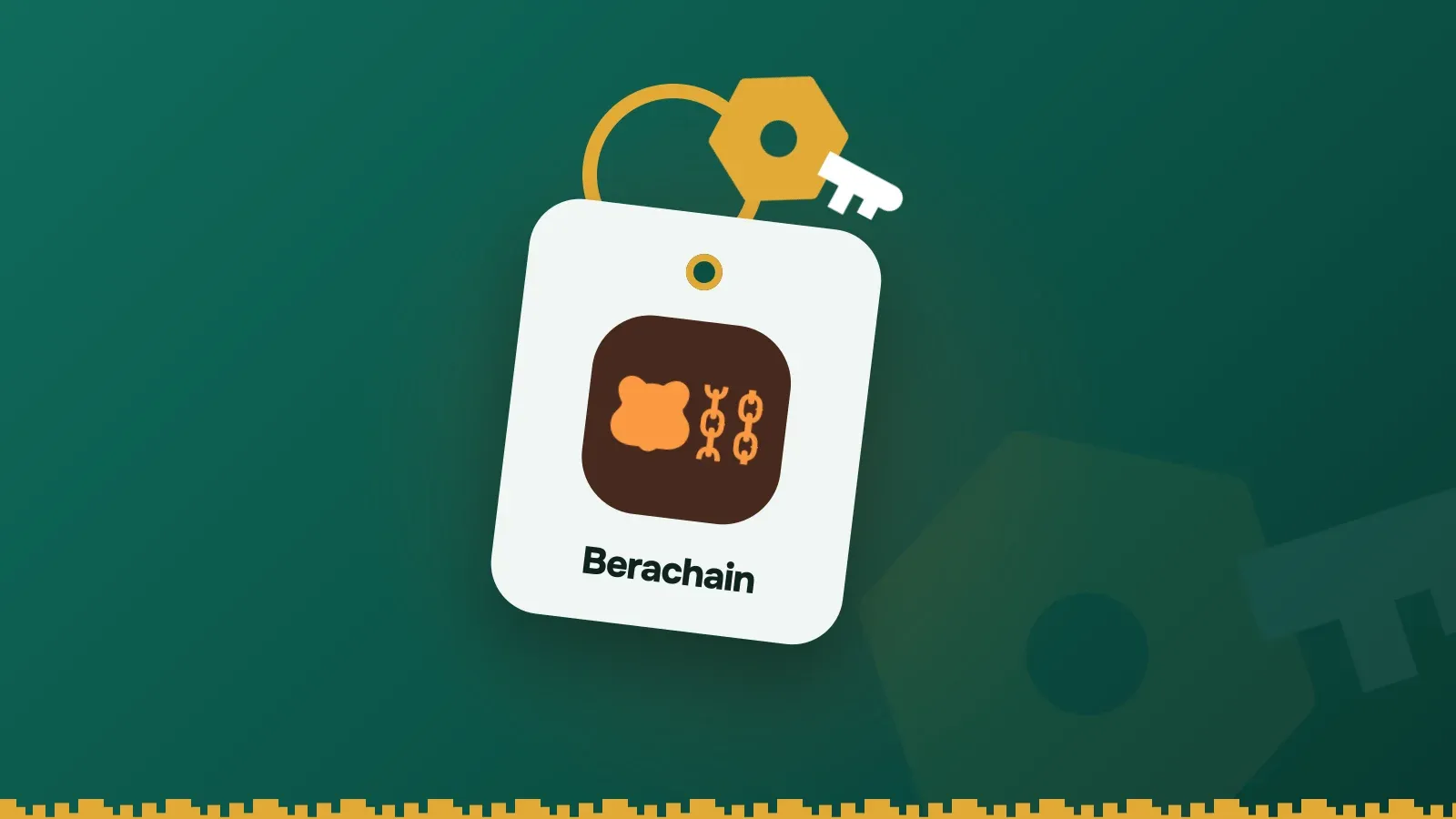 Berachain logo on a Keylo key tag hanging from a brass key ring