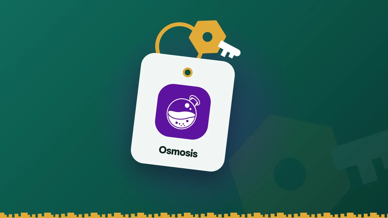 Osmosis logo on a Keylo key tag hanging from a brass key ring