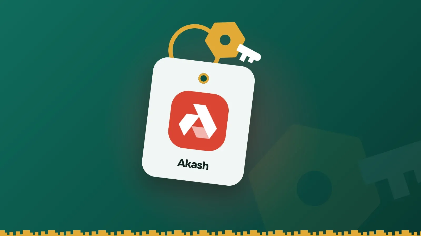 Akash logo on a Keylo key tag hanging from a brass key ring