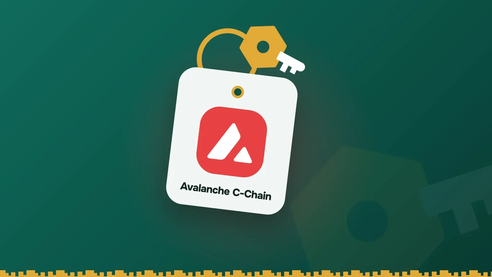 Avalanche C-Chain logo on a Keylo key tag hanging from a brass key ring