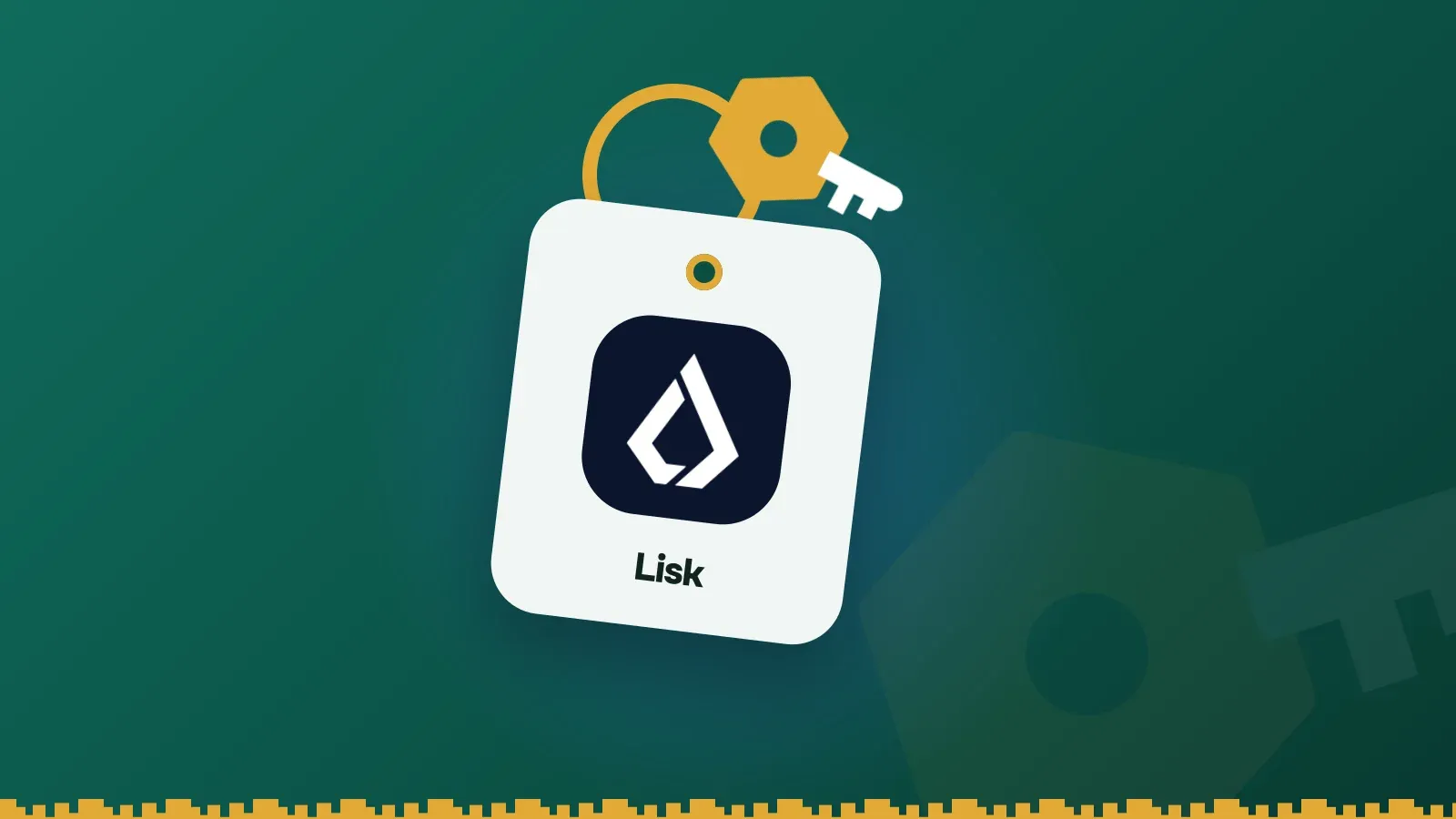 Lisk logo on a Keylo key tag hanging from a brass key ring