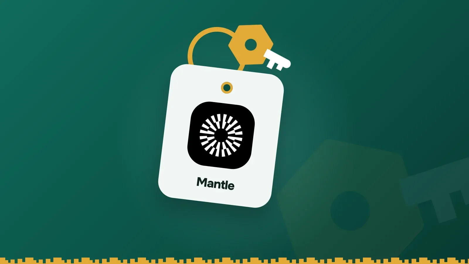Mantle logo on a Keylo key tag hanging from a brass key ring