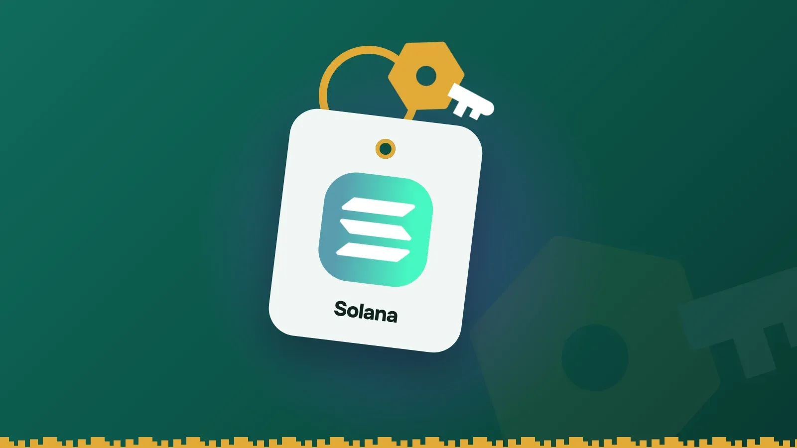 Solana logo on a Keylo key tag hanging from a brass key ring